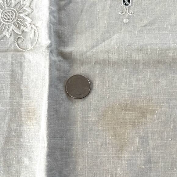 Fine Vintage Italian Linen Needlelace Tablecloth 118 × 65” Ecru Embroidered Rare - Picture 9 of 9